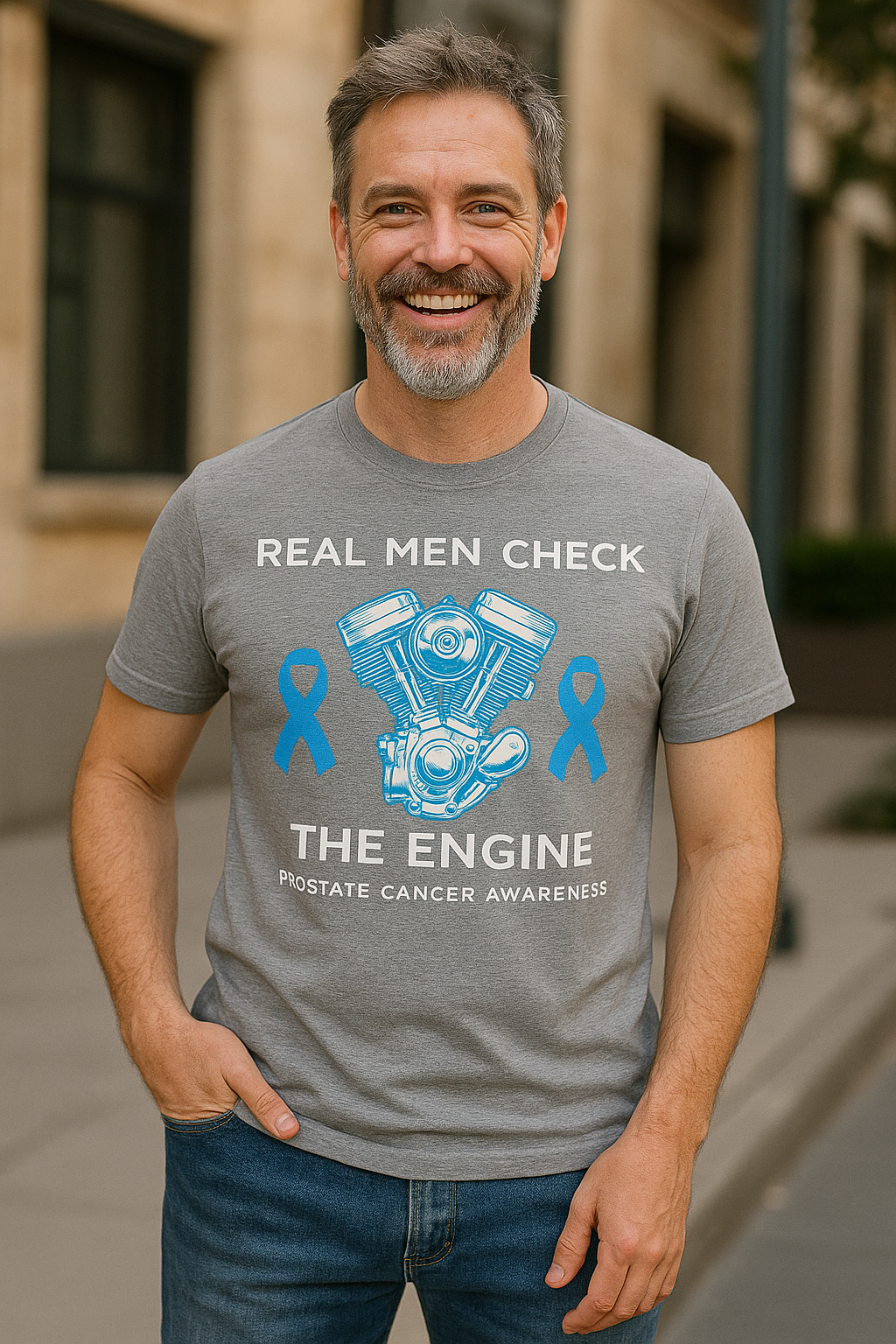 Real Men Check the Engine - Prostate Cancer Awareness Unisex Heavy Cotton Tee