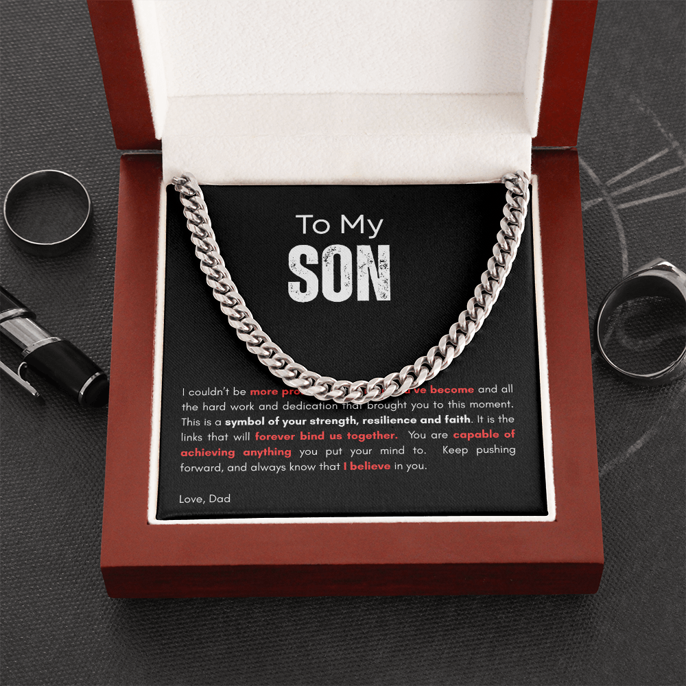 Cuban Link Necklace _ To My Son_ "The Link That Bind Us Together"