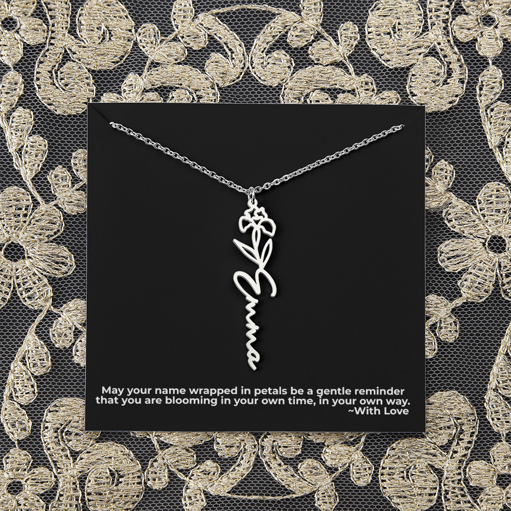 Wrapped in Petals - Customized Flower Name Necklace
