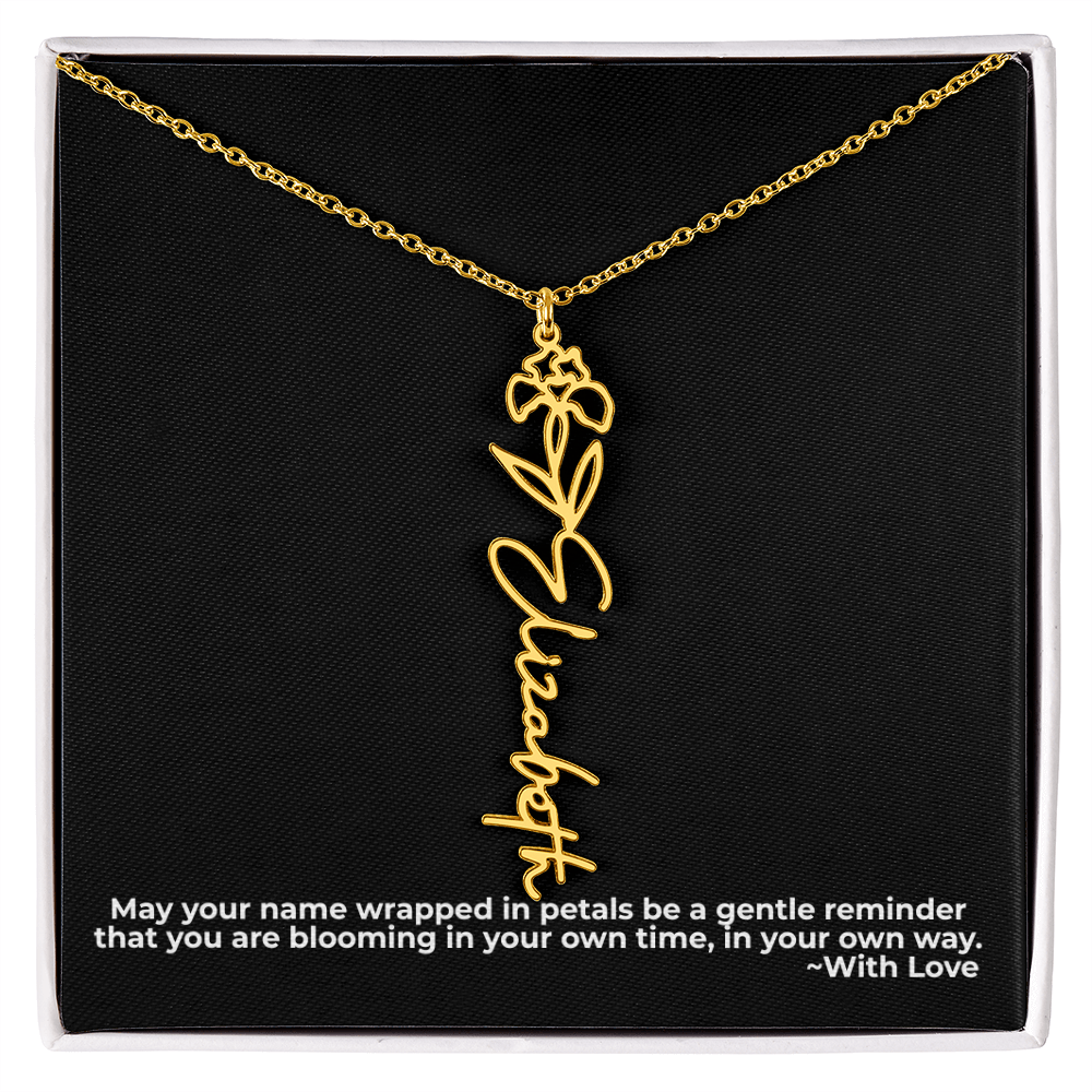 Wrapped in Petals - Customized Flower Name Necklace