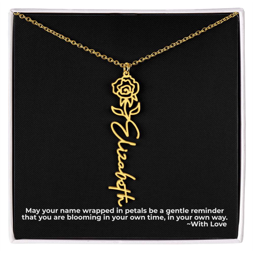 Wrapped in Petals - Customized Flower Name Necklace