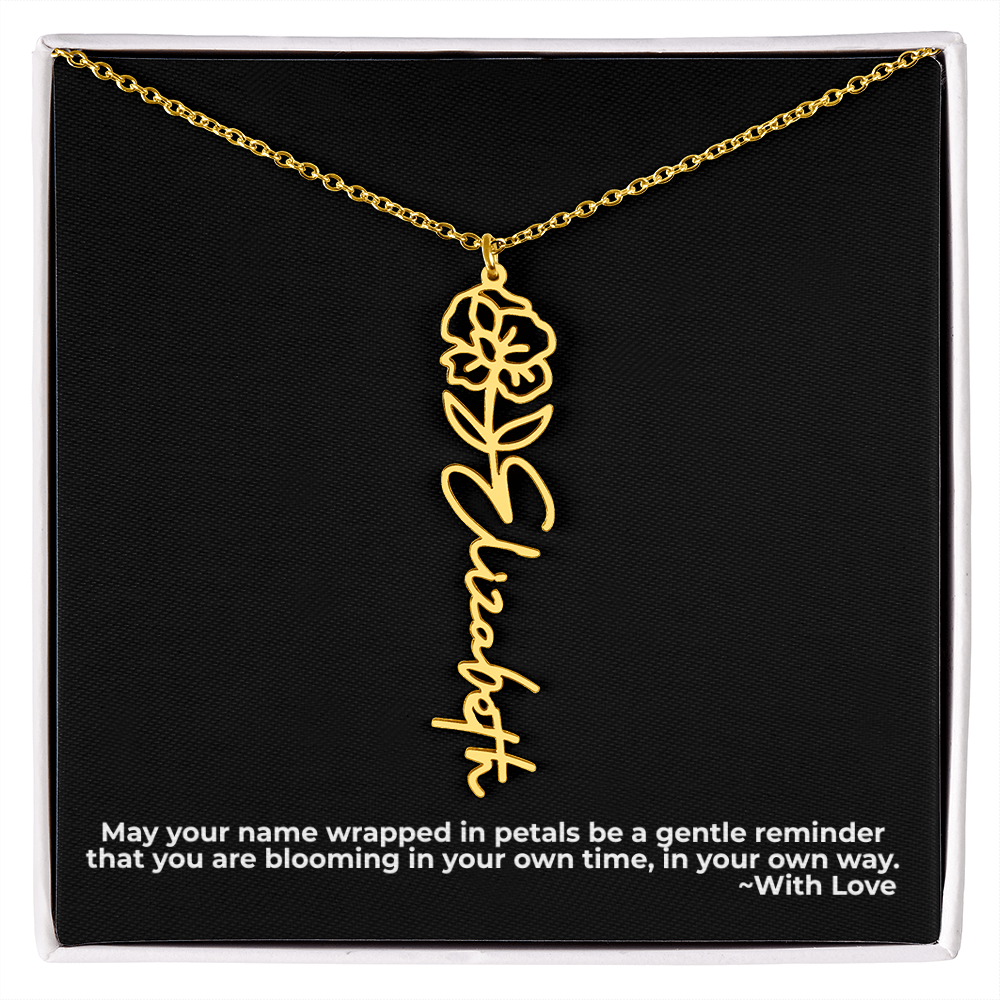 Wrapped in Petals - Customized Flower Name Necklace