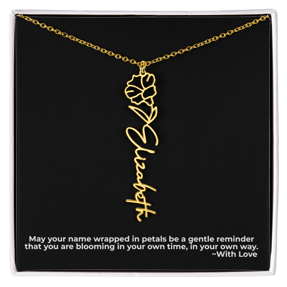 Wrapped in Petals - Customized Flower Name Necklace