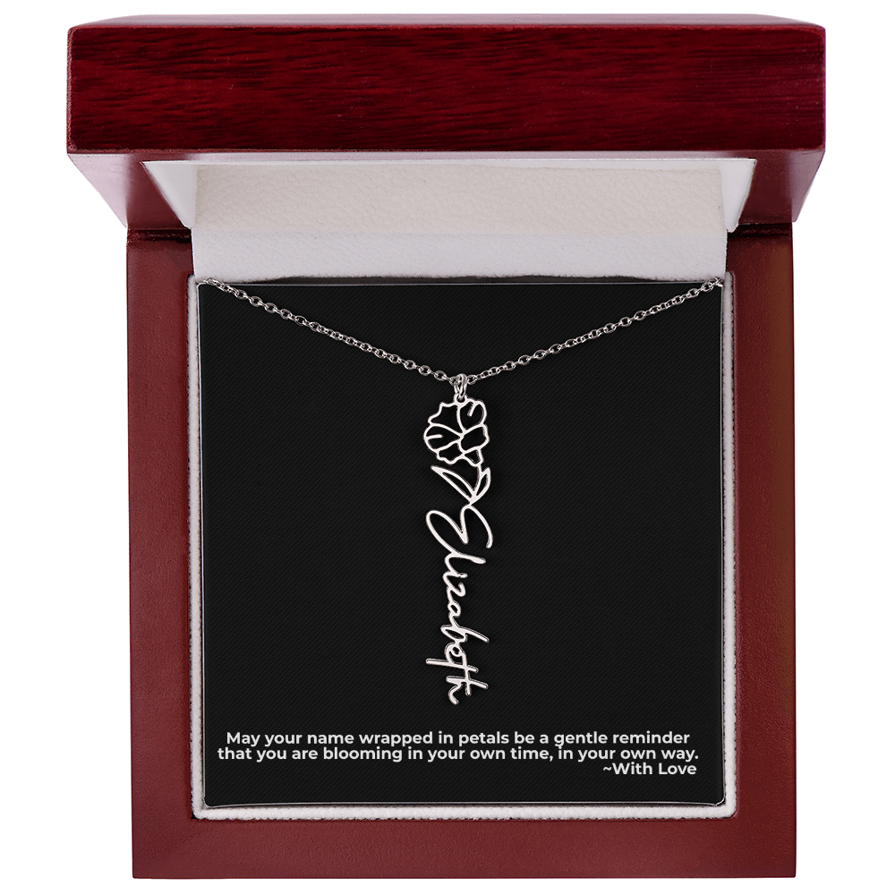 Wrapped in Petals - Customized Flower Name Necklace