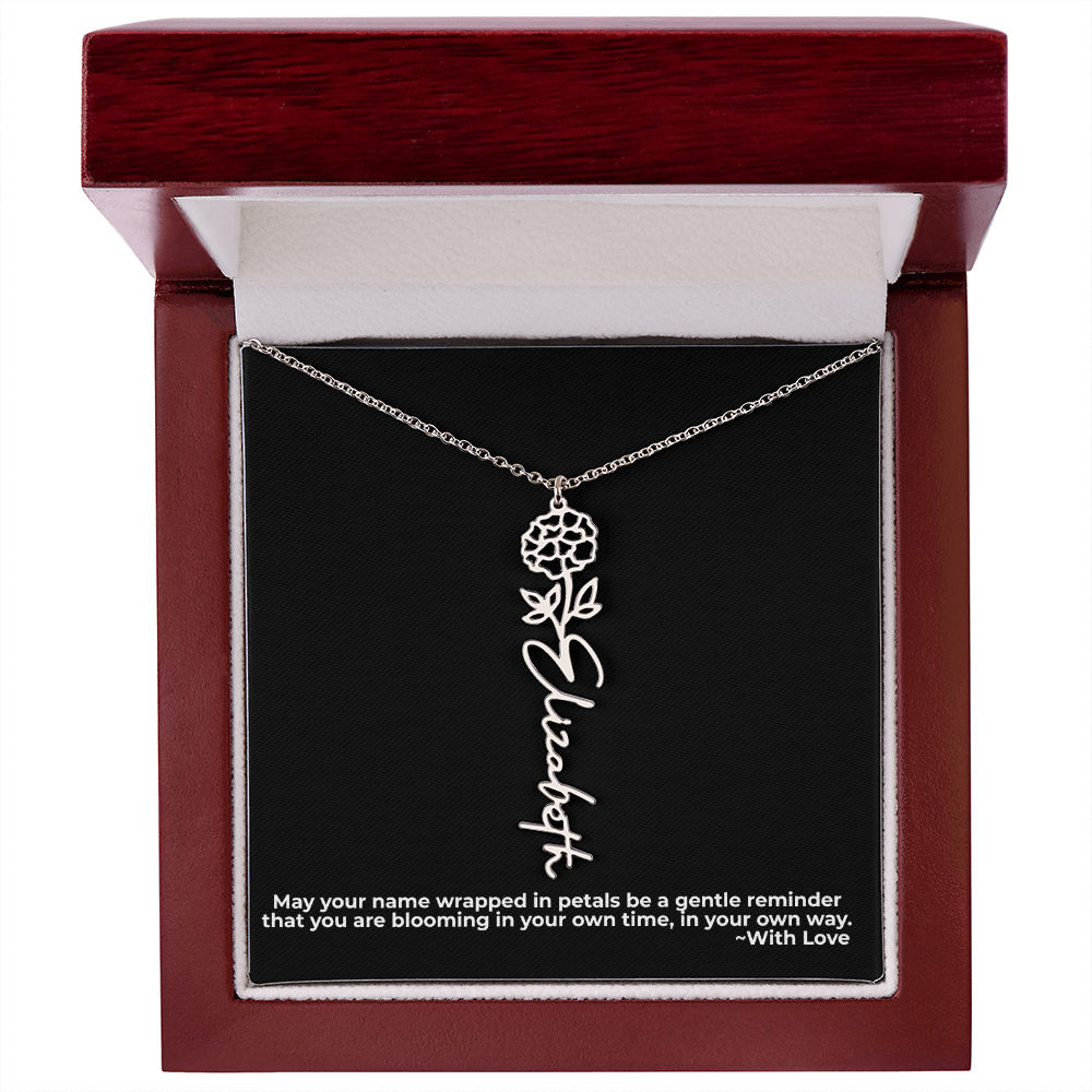 Wrapped in Petals - Customized Flower Name Necklace