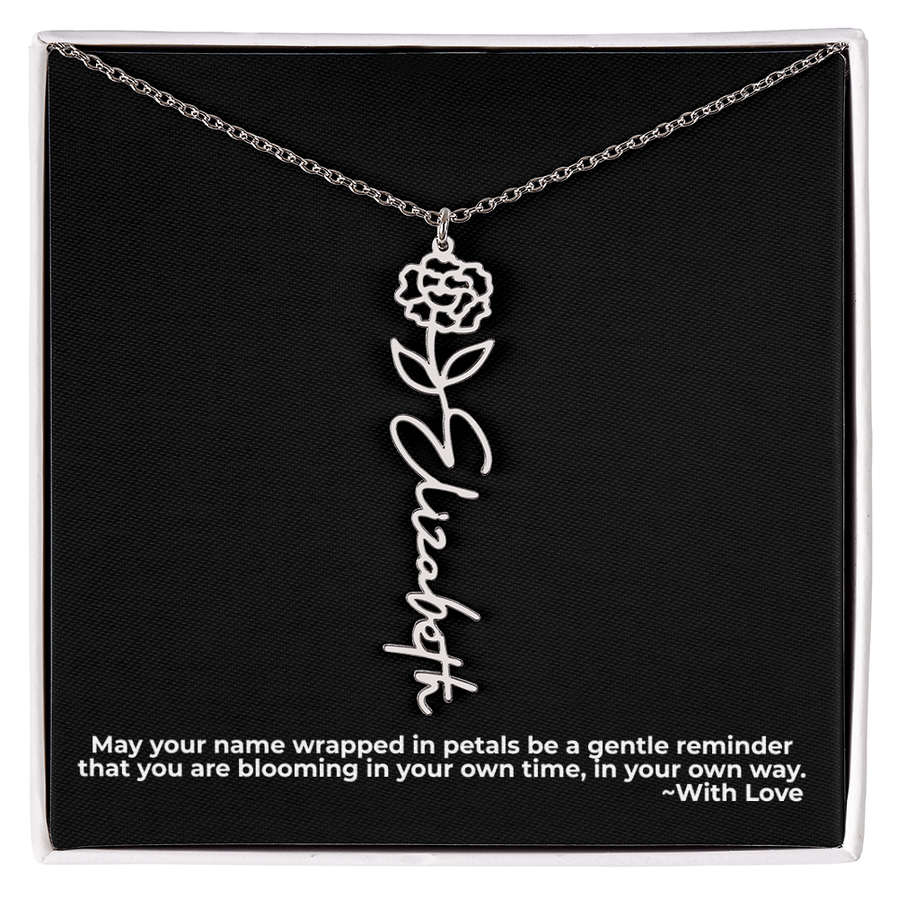 Wrapped in Petals - Customized Flower Name Necklace