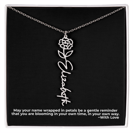 Wrapped in Petals - Customized Flower Name Necklace