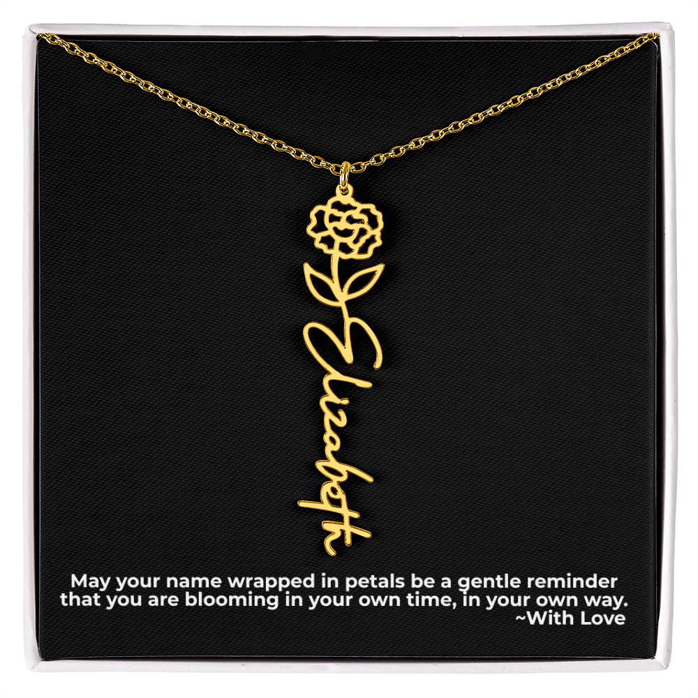 Wrapped in Petals - Customized Flower Name Necklace