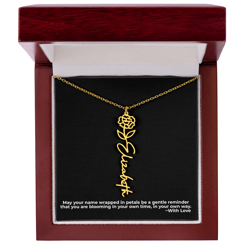 Wrapped in Petals - Customized Flower Name Necklace