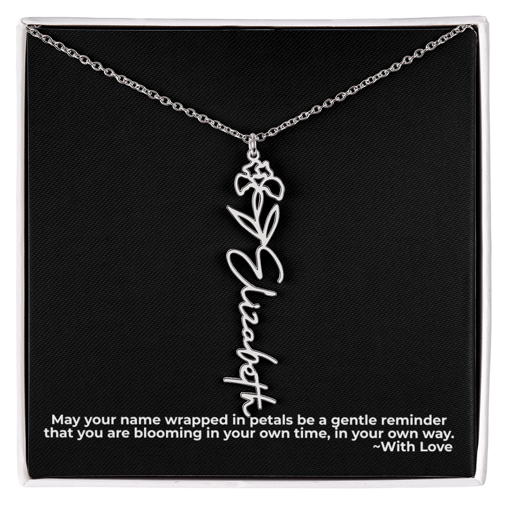 Wrapped in Petals - Customized Flower Name Necklace