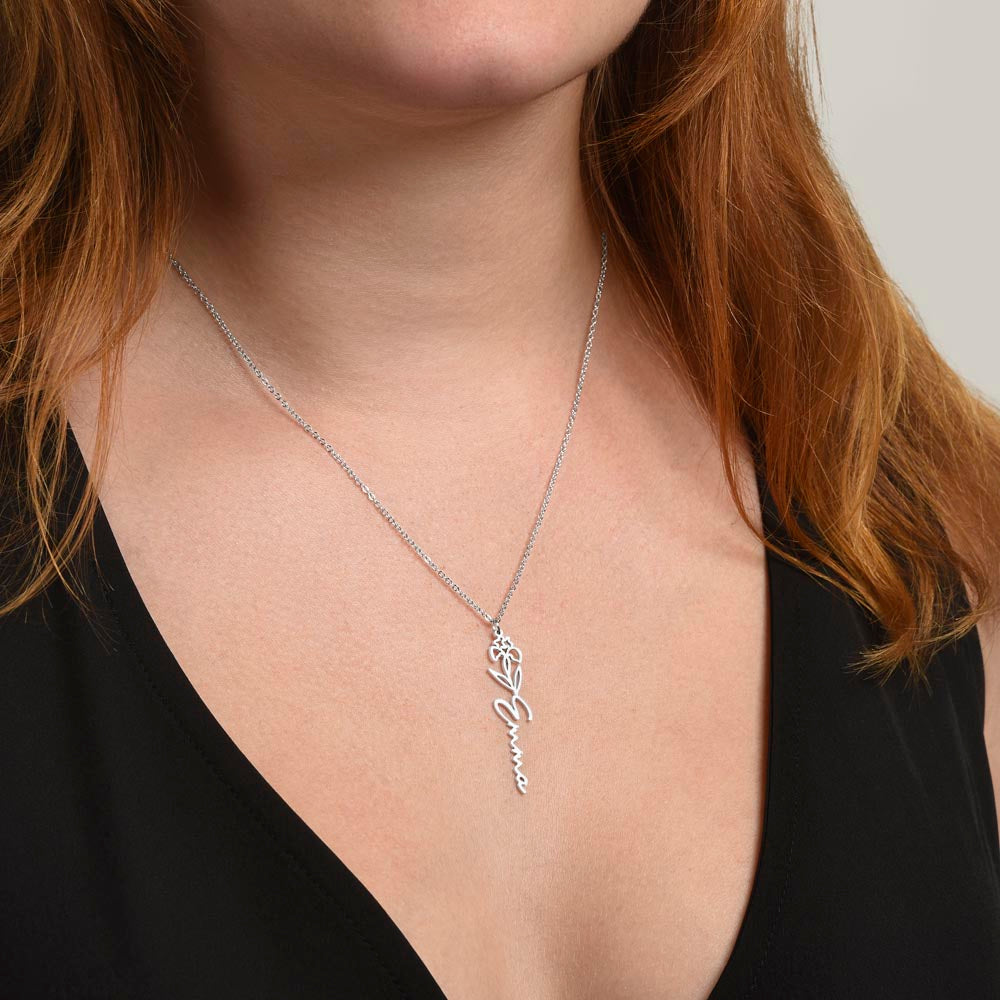 Wrapped in Petals - Customized Flower Name Necklace