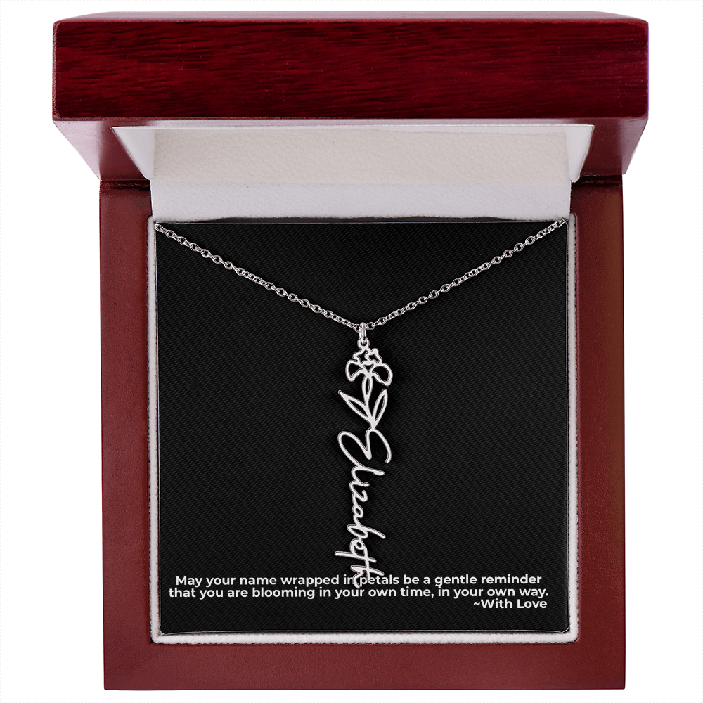 Wrapped in Petals - Customized Flower Name Necklace