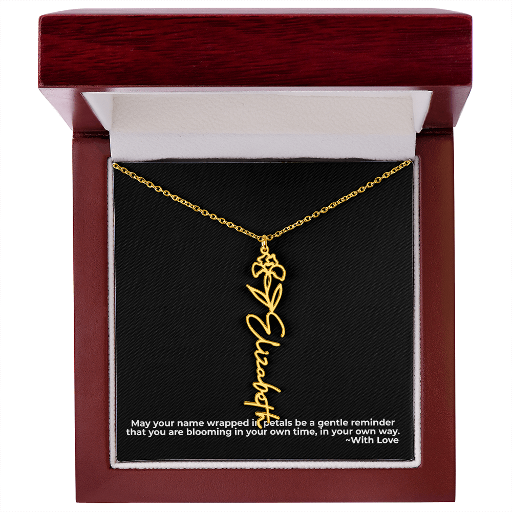 Wrapped in Petals - Customized Flower Name Necklace