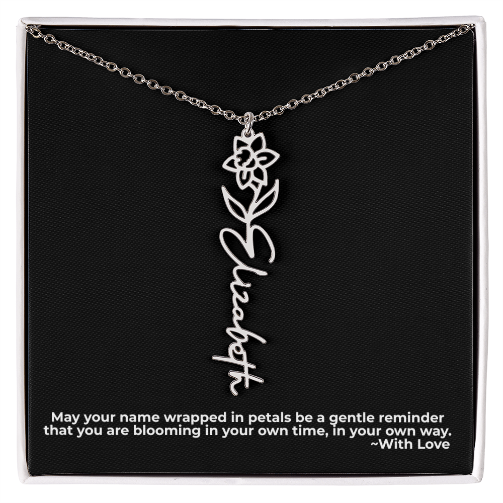Wrapped in Petals - Customized Flower Name Necklace