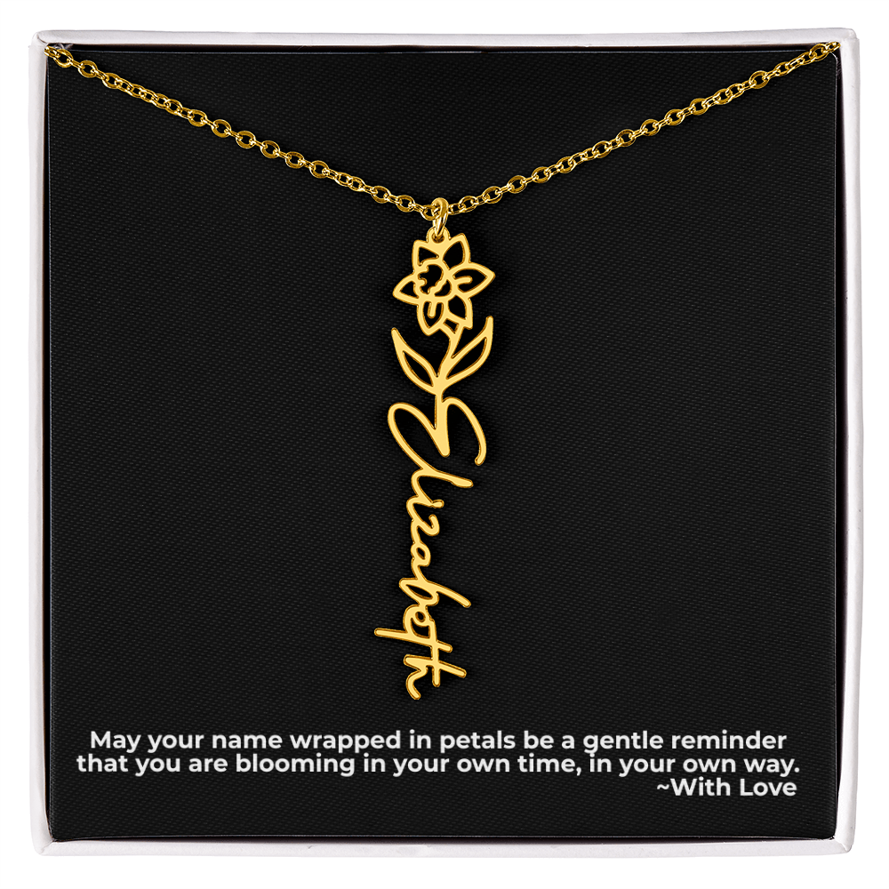 Wrapped in Petals - Customized Flower Name Necklace