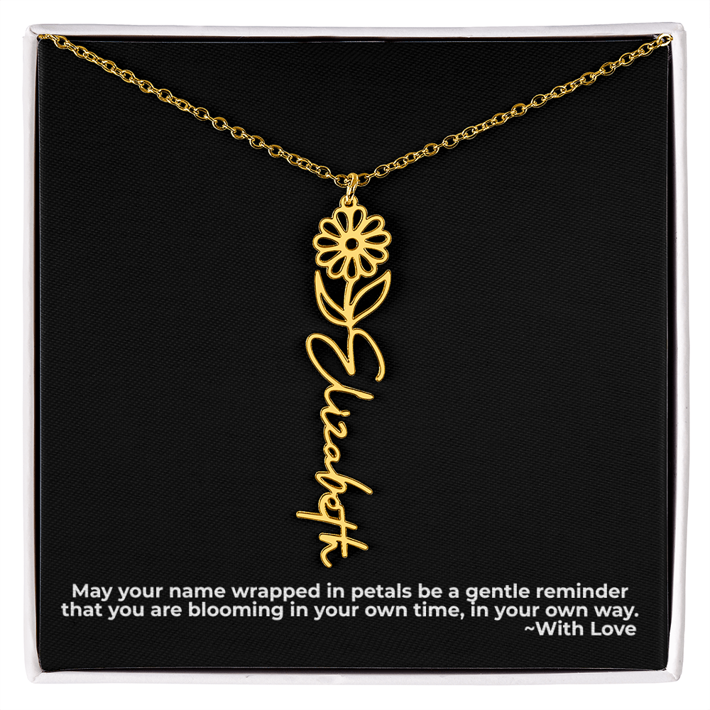 Wrapped in Petals - Customized Flower Name Necklace