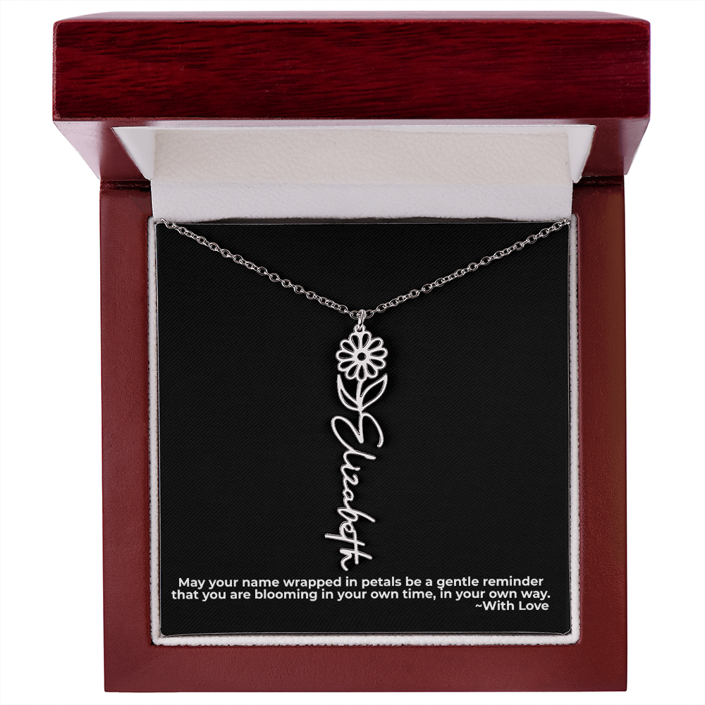 Wrapped in Petals - Customized Flower Name Necklace
