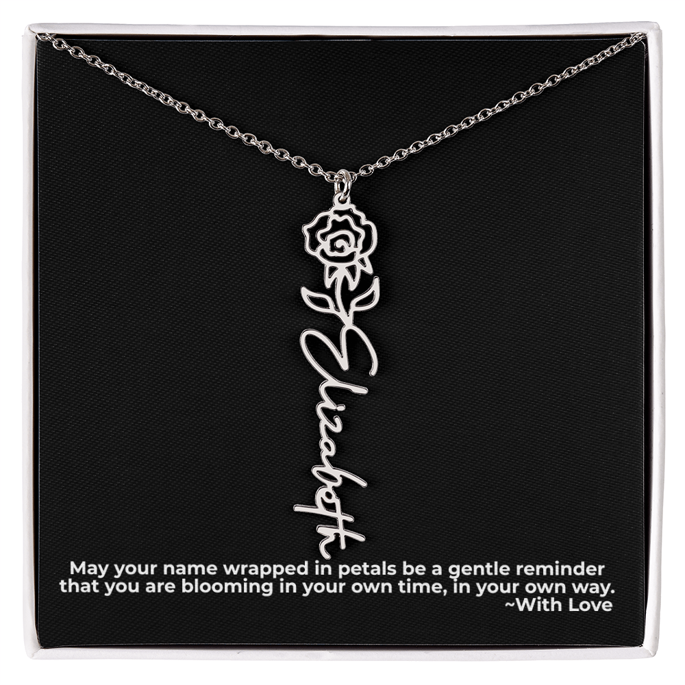 Wrapped in Petals - Customized Flower Name Necklace
