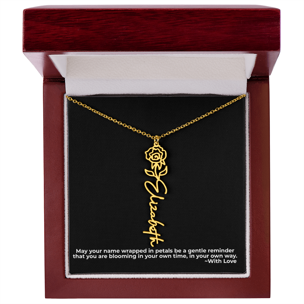 Wrapped in Petals - Customized Flower Name Necklace