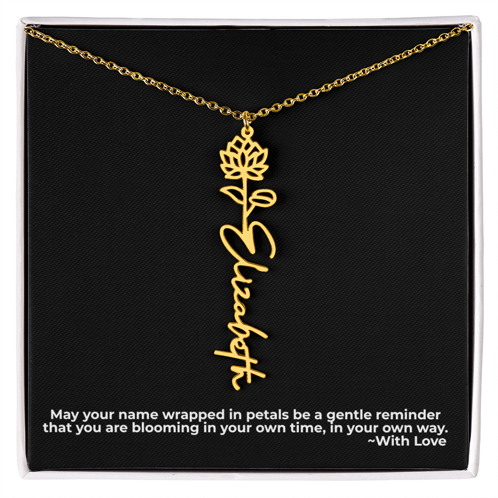 Wrapped in Petals - Customized Flower Name Necklace
