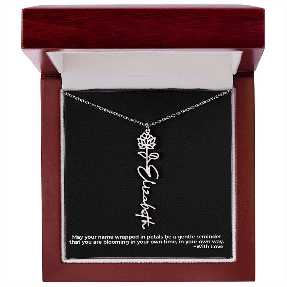 Wrapped in Petals - Customized Flower Name Necklace