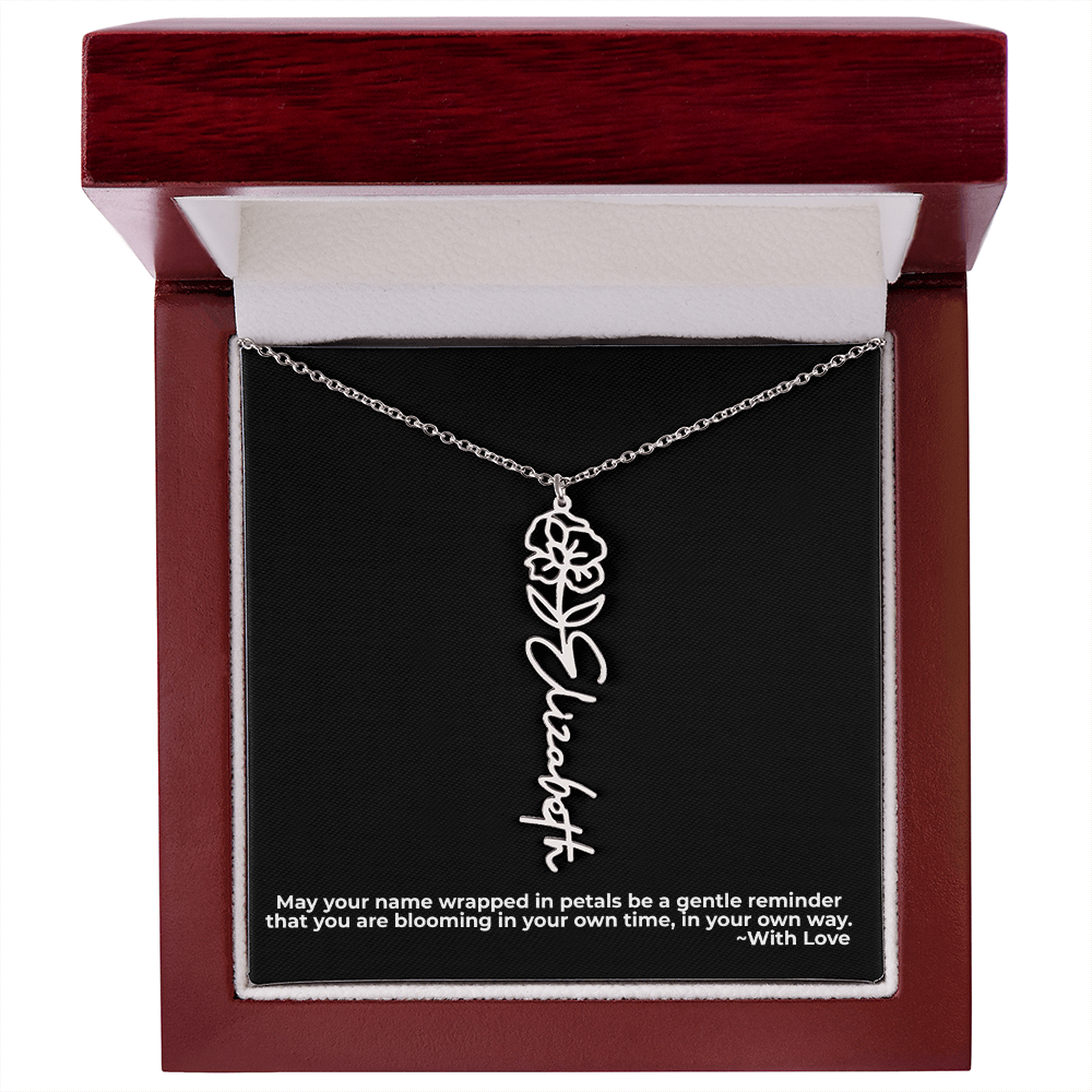 Wrapped in Petals - Customized Flower Name Necklace