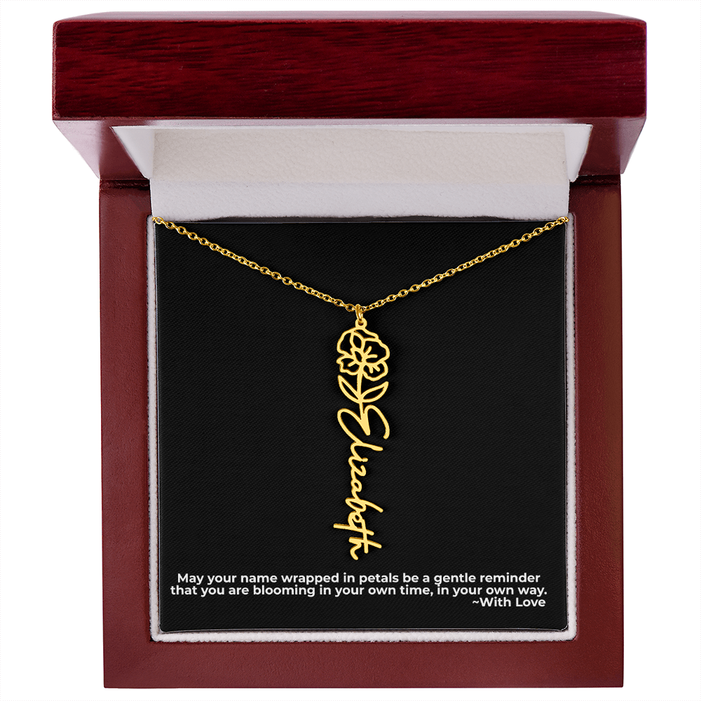 Wrapped in Petals - Customized Flower Name Necklace