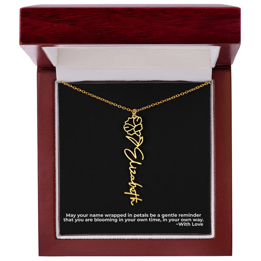 Wrapped in Petals - Customized Flower Name Necklace