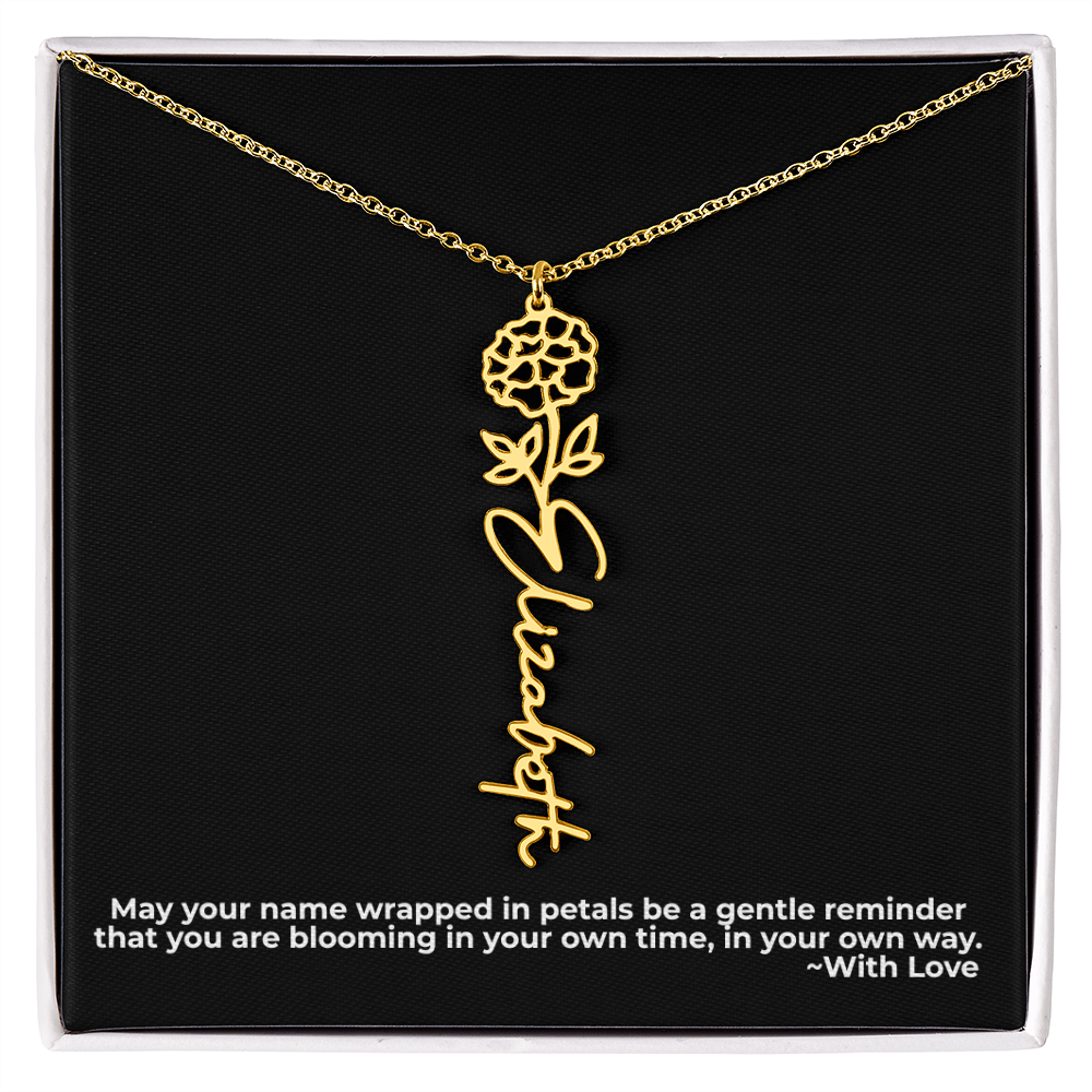 Wrapped in Petals - Customized Flower Name Necklace