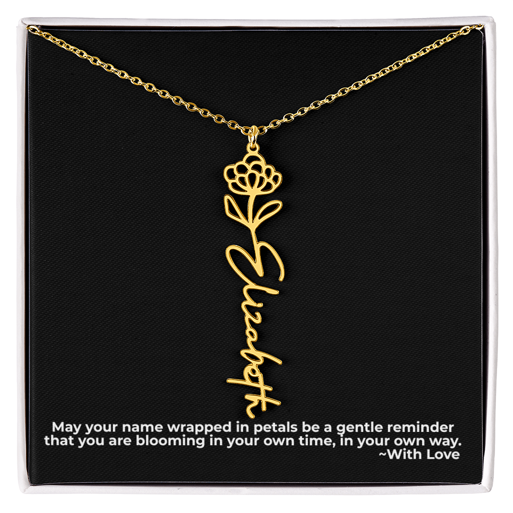 Wrapped in Petals - Customized Flower Name Necklace