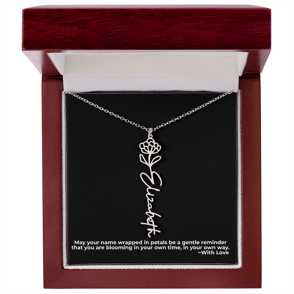 Wrapped in Petals - Customized Flower Name Necklace