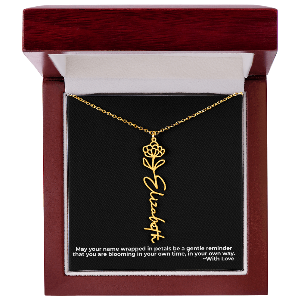 Wrapped in Petals - Customized Flower Name Necklace