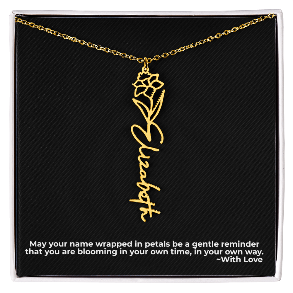 Wrapped in Petals - Customized Flower Name Necklace