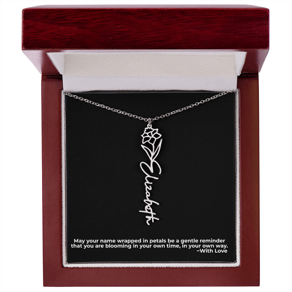 Wrapped in Petals - Customized Flower Name Necklace