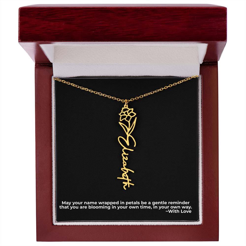 Wrapped in Petals - Customized Flower Name Necklace